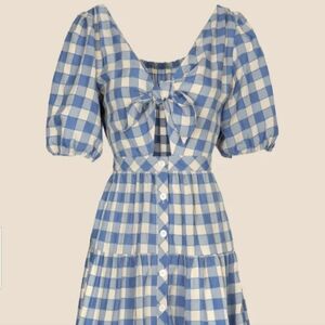 Frnch Blue and Cream Checkered Dress XS